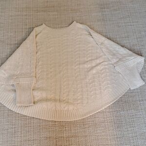 Cream Cable Knit Poncho Sweater